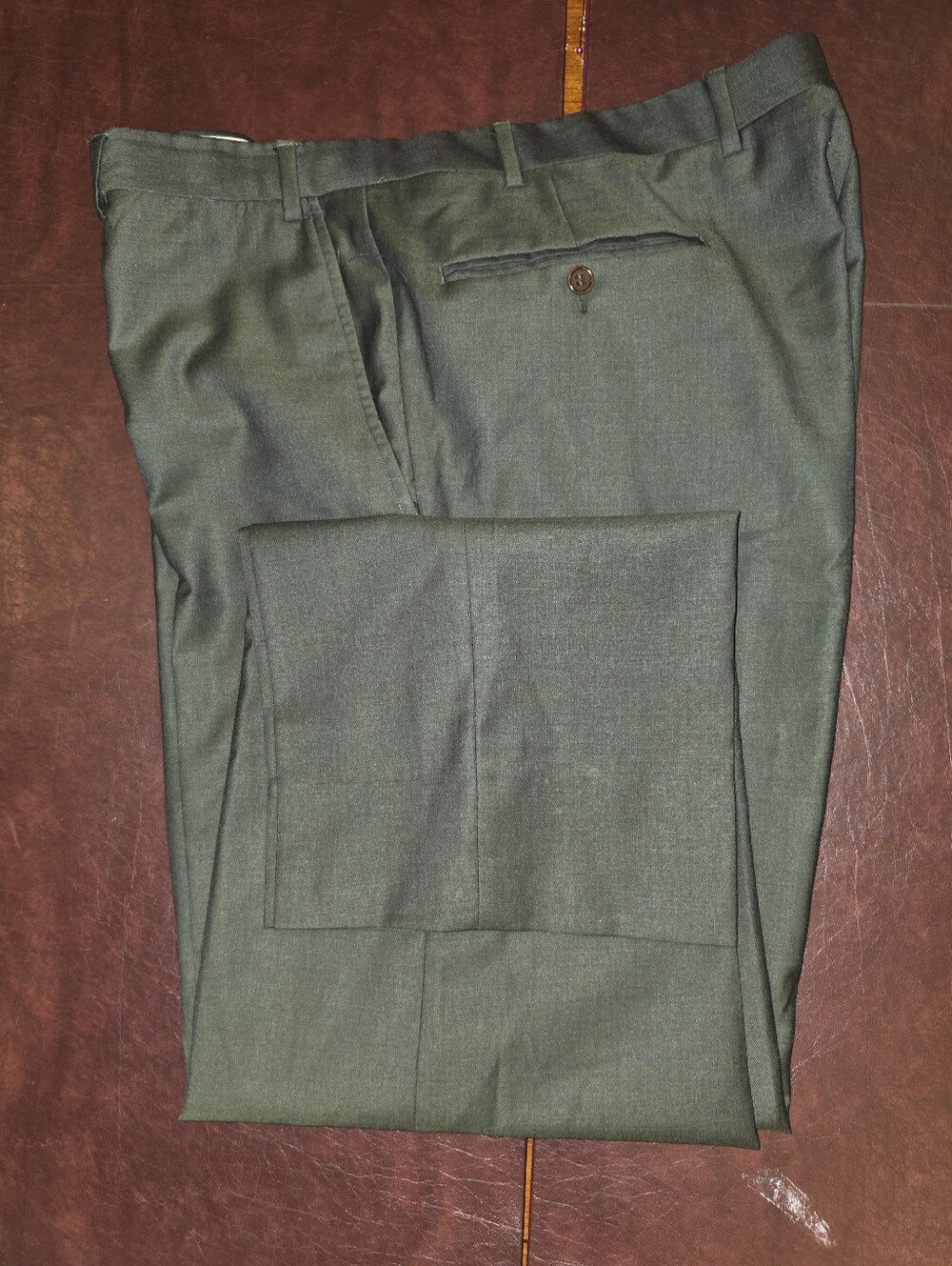 Canali EU 54R / US 44R Loro Piana Tasmania IWS Super 120s Olive Wool Suit - Picture 7 of 12